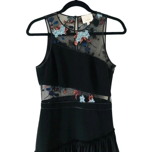 5 a 7 Cinq a Sept Aquarius Designer Embroidered Mesh Ruffle Hem Dress $450 Sz 6‍ - Picture 7 of 16
